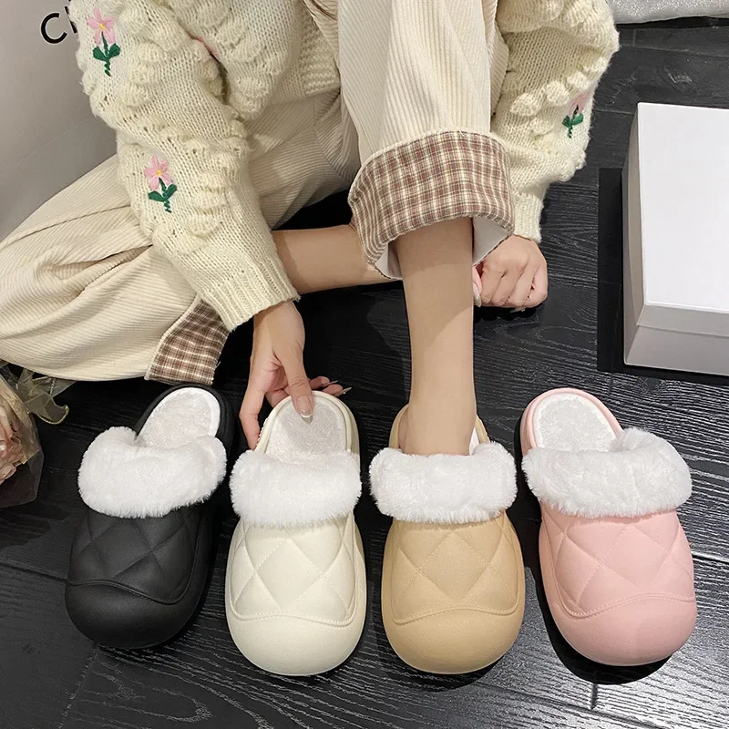 Women\'s models fall & winter outside the indoor home leisure plush warm cover toe wool Slippers Winter Indoor Outdoor Slippers