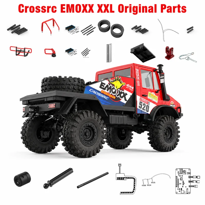 Crossrc Emoxx Xxl Original Accessories: Front And Rear Axle Anti-Roll Bar, Transmission Shaft, Tire, Cotton, Light Set