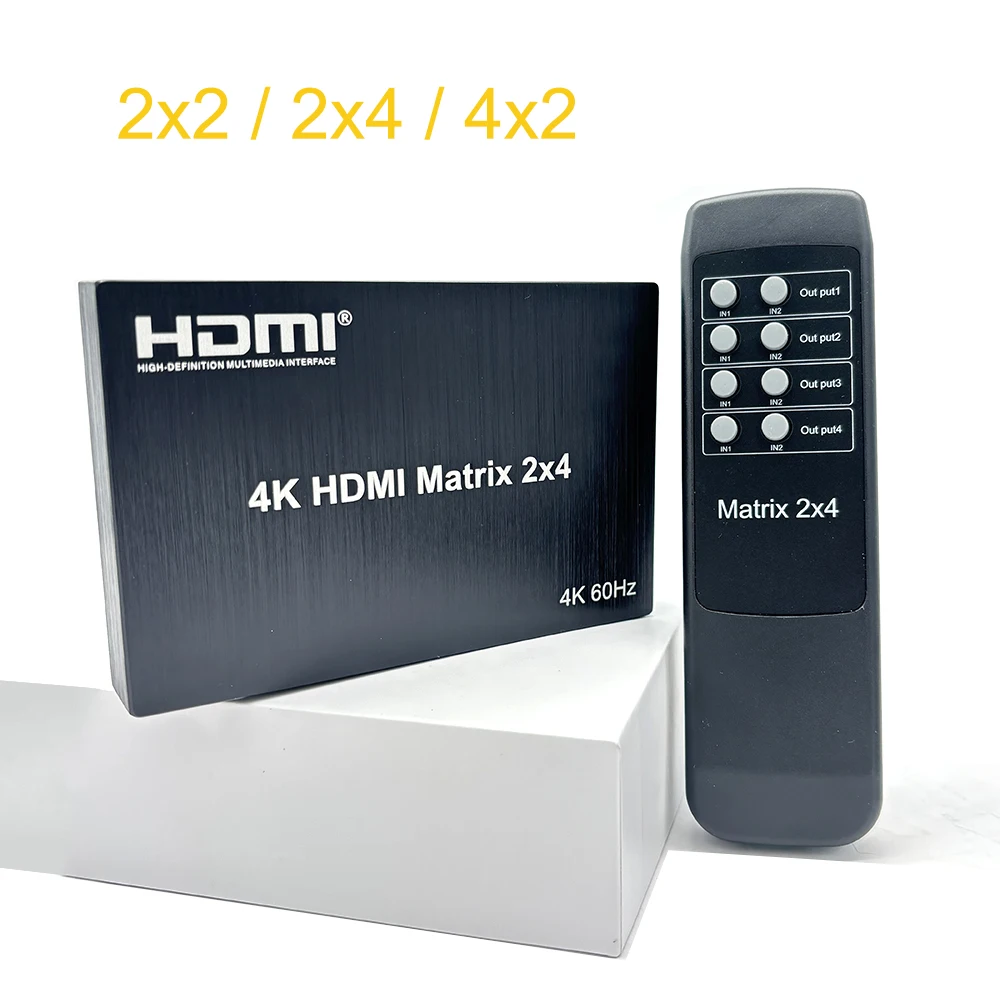 

Матричный HDMI-коммутатор 4K 60 Гц 2x2 (2 входа, 2 выхода), HDMI-сплиттер 4x2, 2x4, 2 входа, 4 выхода, видеоконвертер для подключения камеры, ноутбука, ПК к телевизору или монитору