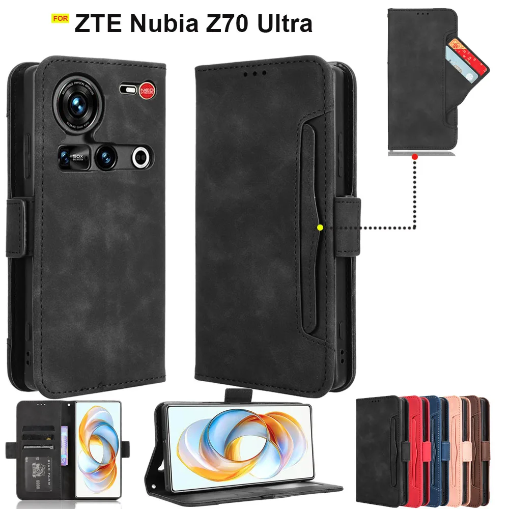 С держателем для карт, магнитный чехол из искусственной кожи для ZET Nbia Z70 Ultra, флип-чехол Nubia Z60 Ultra, чехол для бизнес-телефона