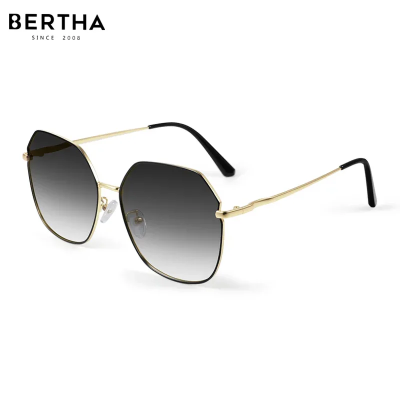 

BERTHA Polygon Polarized Sunglasses For Women Retro Luxury Sunglasses Fashion Gradient Eye-wear Glasses Lady Eyeglasses SP8064