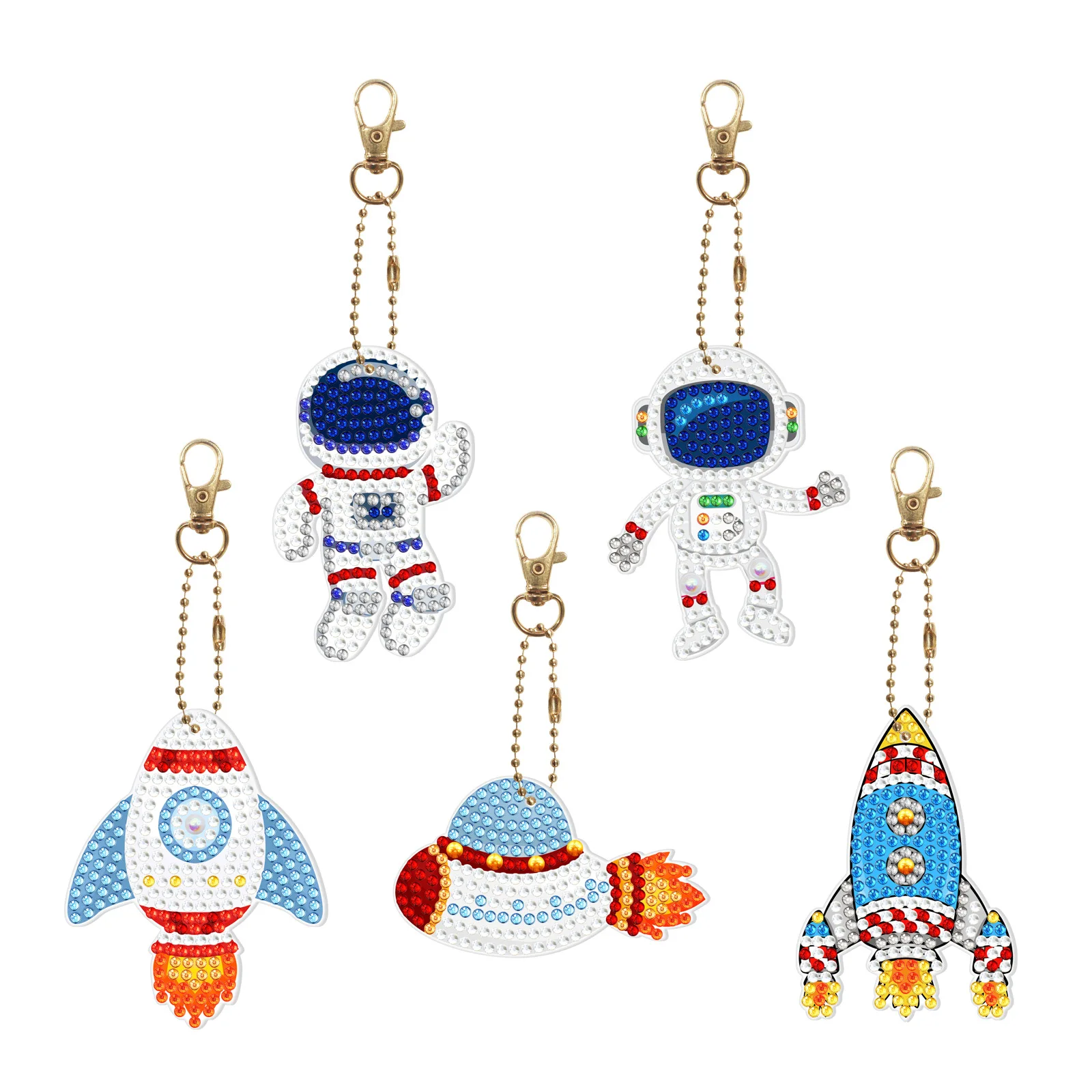 

Astronaut 5Pcs Cartoon DIY Diamond Painting Keychain Cute Kids Birthday Gift Cartoon Bag Pendant Souvenirs