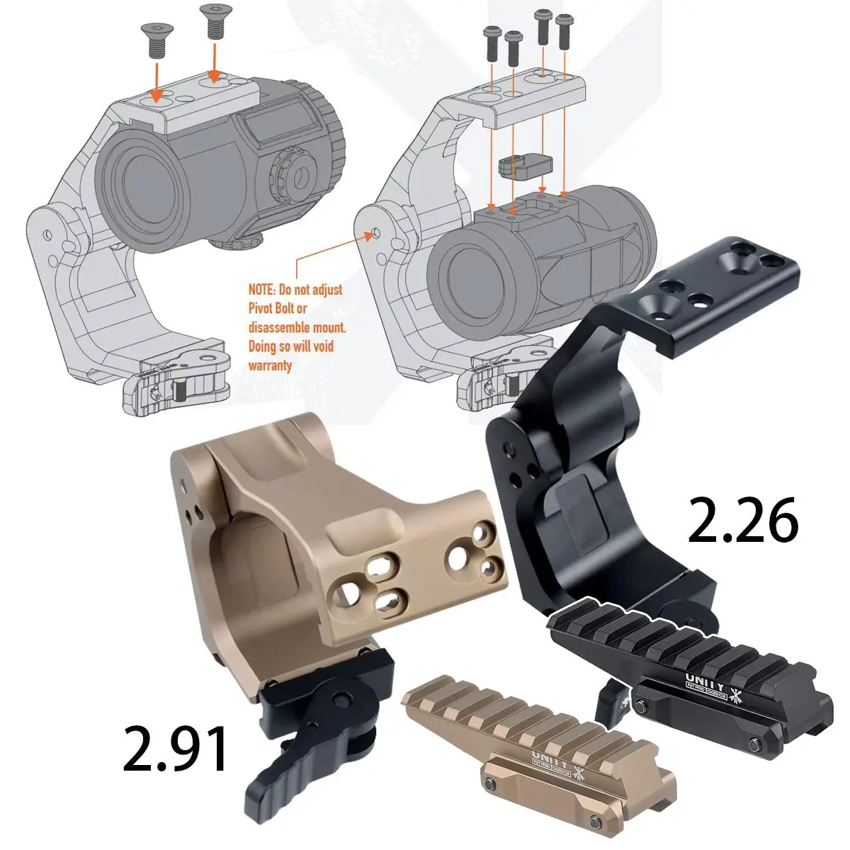 Unity FAST FTC OMNI Magnifier Riser Mount Tactical 2.26 2.91 Scope Sight Picatinny Rail for Juliet Eotech G33 G43 G45 3X Airsoft