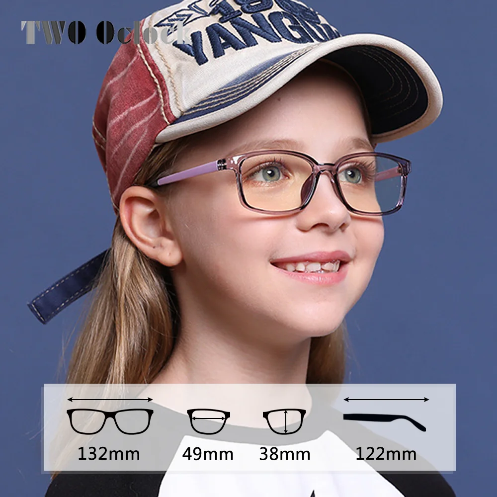 

TWO Oclock Anti Blue Light Glasses for Kids Computer Screen Eye Protection Goggles Child Clear 0 Diopter Optical Eyeglass Frames