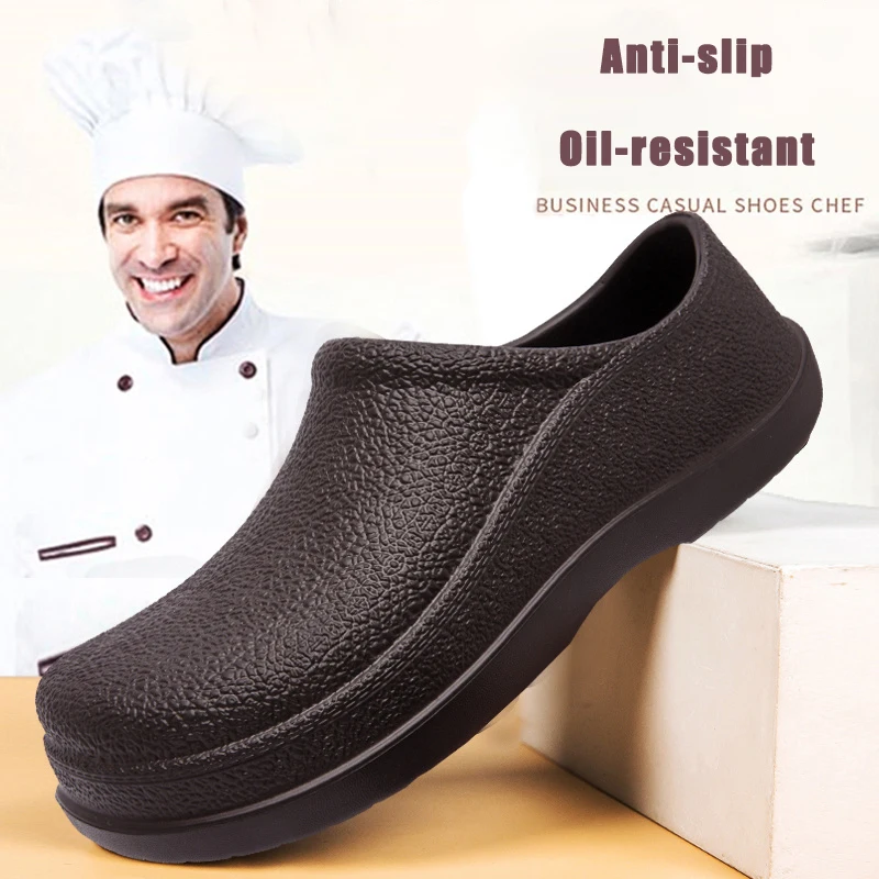 Men Chef Shoes Man Summer Beach Slippers Water-proof Oil-proof Kitchen Shoes Non-slip Garden Clogs Hotel Work Shoe EVA Sandal