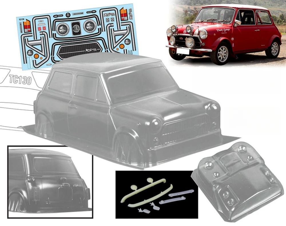 Scale 1/10 Mini Cooper 1300 Lexan body sets for RC Drift Chassis 255-260mm Wheelbase Tamiya TT01 TT02 XV01 XV02 Kyosho fazer mk2