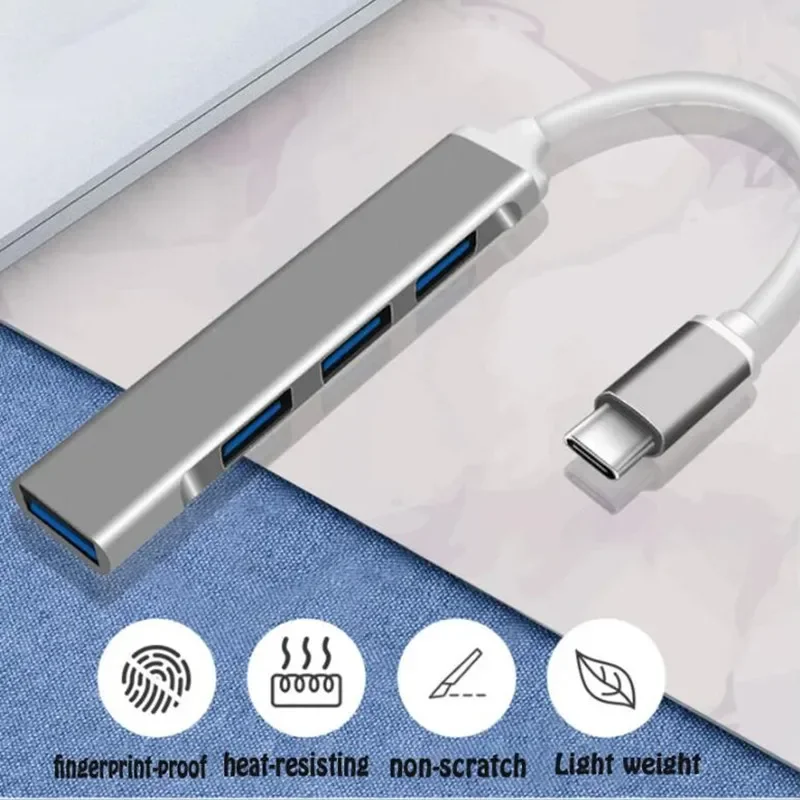 USB Type C HUB MINI USB3.1 Multi 4 Port 4 in 1 Aluminum Alloy Splitter Adapter OTG For Samsung Macbook Pro Air PC Notebook