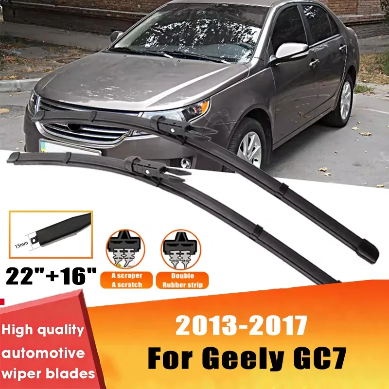 

2pcs Wiper Front Wiper Blades Set For Geely GC7 2013-2017 2014 2015 2016 Windshield Windscreen Window 22"+16"Car Accessories