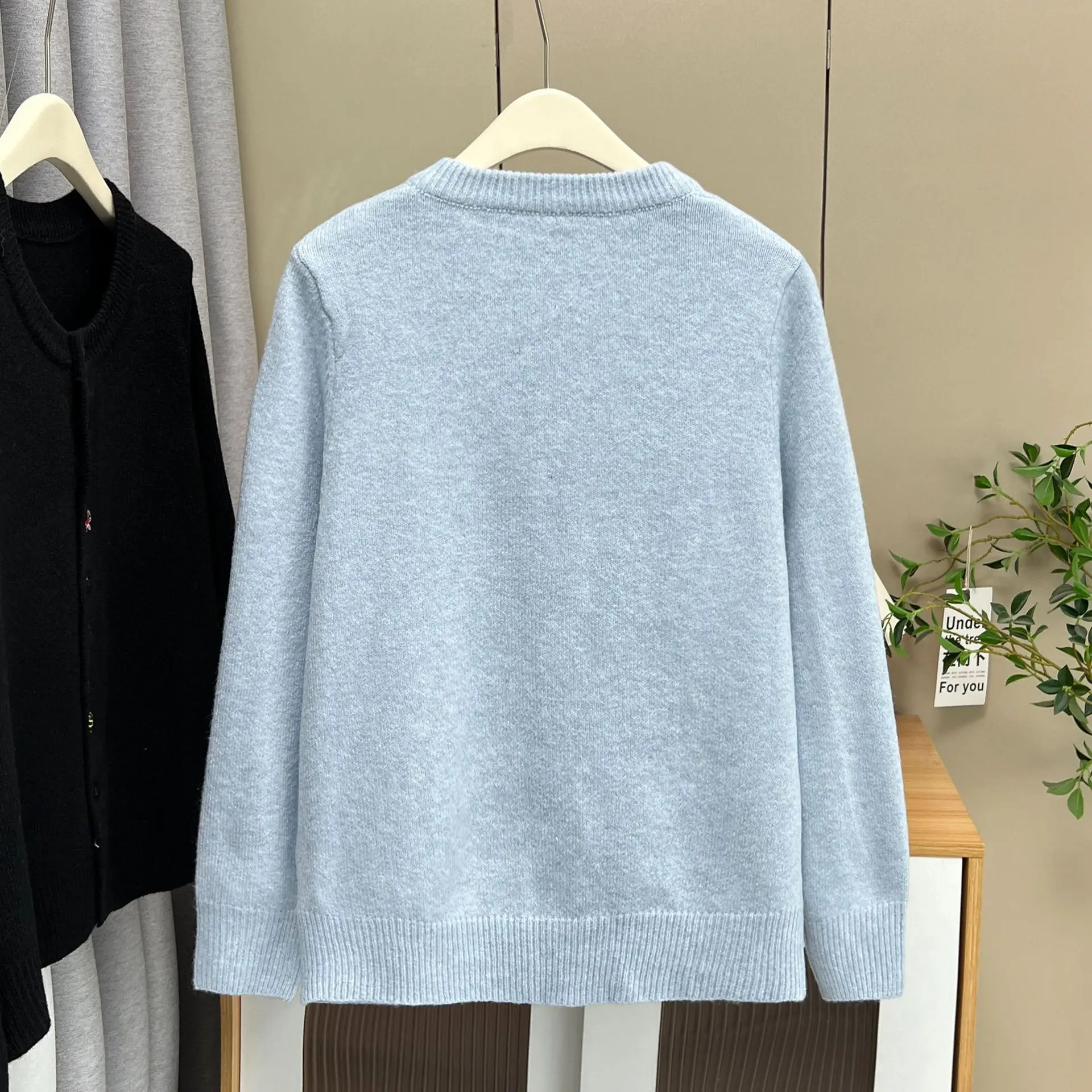 XXXL Fashion Plus Size Women's Sweater Cardigan New Autumn 2025 Simple Placket Embroidered Knitted Jumpers 3507 view 5