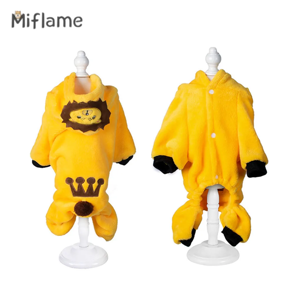 

Miflame Autumn Winter Warm Pet Dog Clothes French Bulldog Schnauzer Teddy Crown Lion Puppy Jumpsuit Cosplay Small Dogs Costume