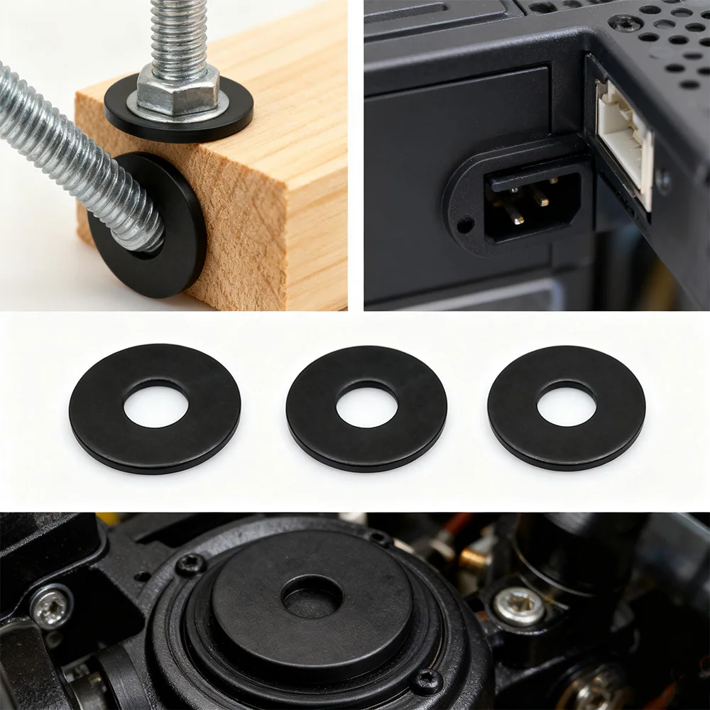 20Pc Black FKM Rubber Washer Flat Sealing Gasket ID 7-14mm High Temperature Oil Resistant Fluoro‑rubber Spacer Pipe Fitting Seal