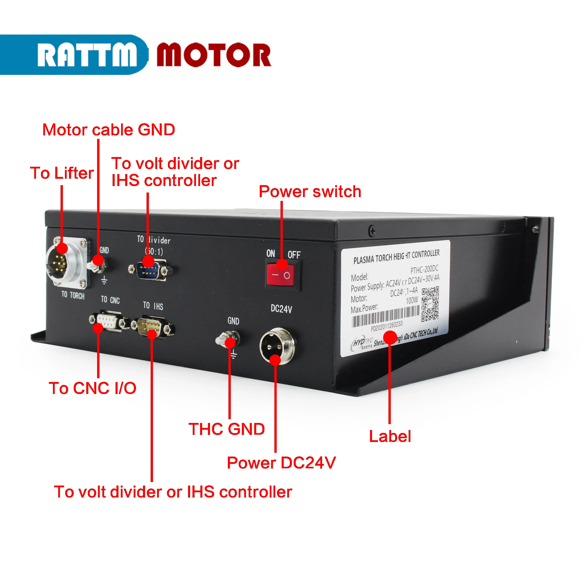 Picture 4: PTHC-200DC Arc Voltage Plasma Torch Height Controller For plasma cutter Machine CNC Controller