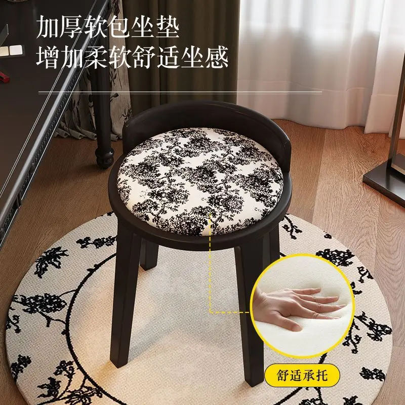 

Solid Wood Dressing Chairs Girl Bedroom Dresser Backrest Chair Cocoa Light Luxury Retro Stool In Ancient Style Dressing Chair