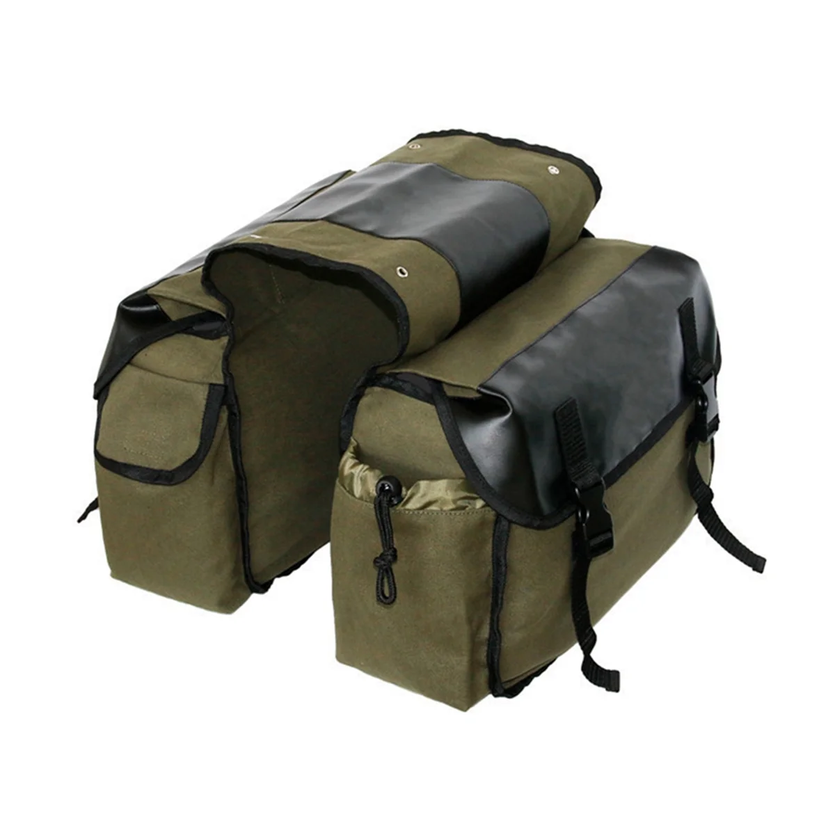 Motorcycle Bicycle Large Capacity Saddle Bag Cycling Canvas Waterproof Saddle Box Side Tool Bag Rear Seat Bag Green