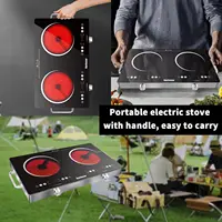 Karinear Ceramic Hob 2 Zones, 3200W Plug in Electric Hob with Safety Lock, Knobs&Touch Control, 56cm Coutertop Freestanding 240V 4