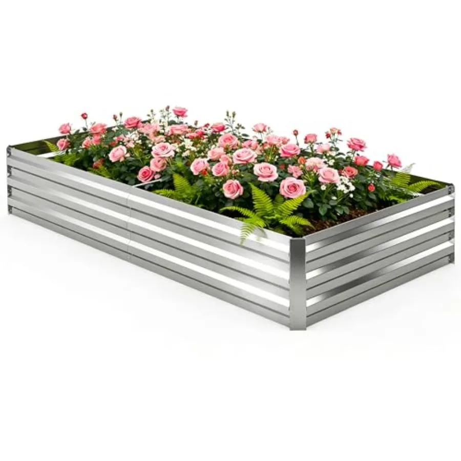 

Оцинкованная приподнятая грядка для сада, большая прямоугольная металлическая клумба для патио, набор контейнеров для выращивания овощей F