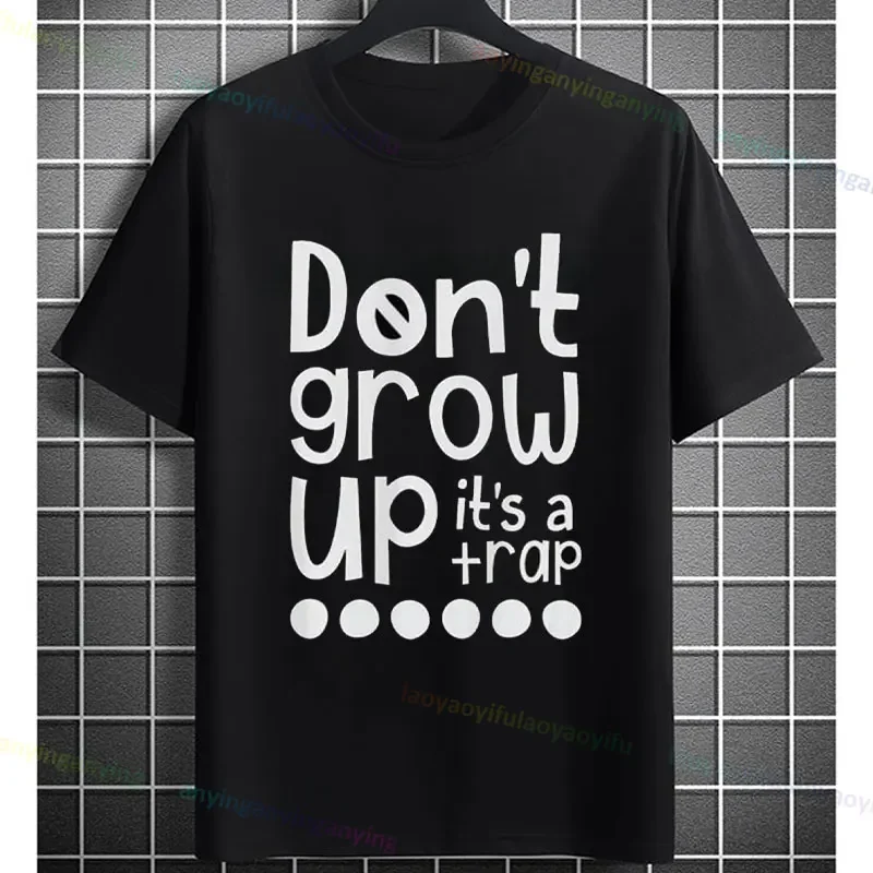 Men's 'Don't Grow Up' Christmas Donut T-shirt Slogan Graphic Design Tee Casual Short-sleev Crew Neck Tshirt Outdoor Clothing