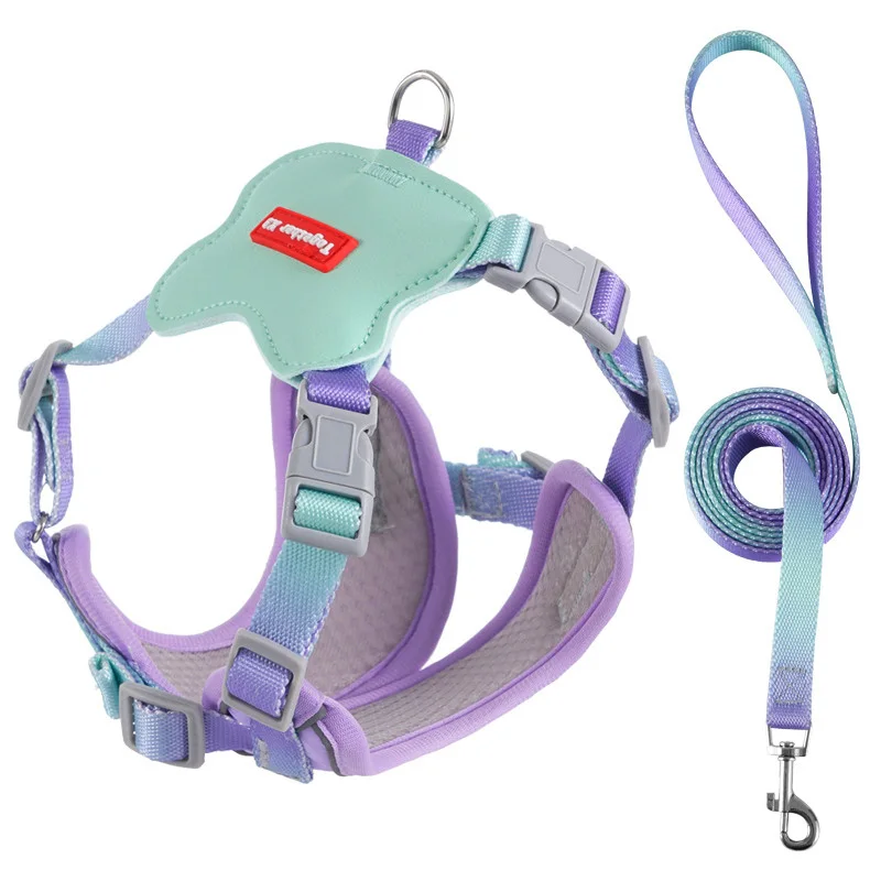 Reflective Dog Harness Adjustable Lightweight Breathable Chest Strap and Anti-slip Cross Shaped Dog Harness Vest and Dog Leash