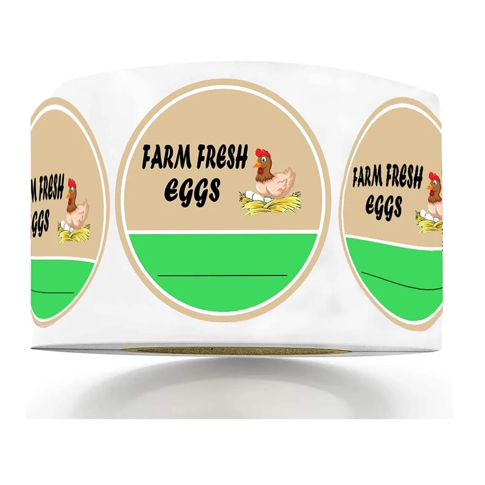 500Pcs Farm Fresh Eggs Stickers 2 Inch Round  Farmer's Market Packaging Farm Decor Stickers