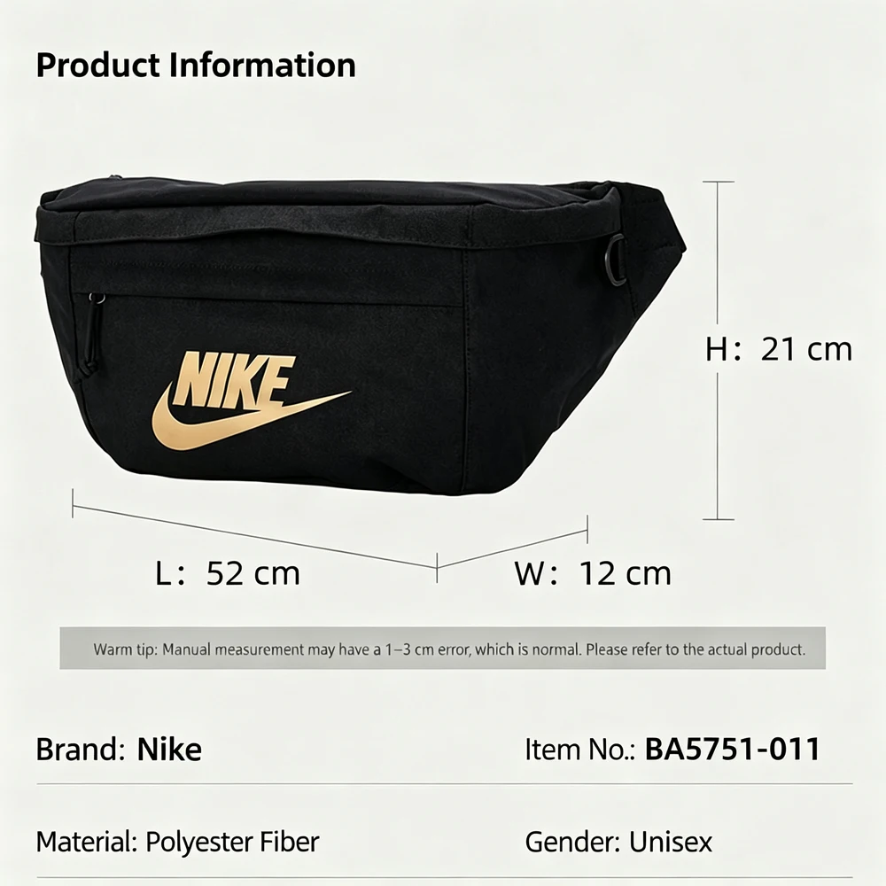 NIKE Unisex Umhängetasche 2026 Sommer Sport Reise Fitness Hüfttasche Große Kapazität Schultertasche BA5751-011-1 – Detail 2