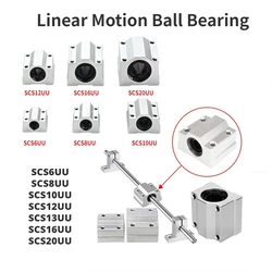 アルミニウムリニアベアリングスライドブロック、モーションボールベアリング、cnc、ブッシング、3Dプリンター、scs6uu、scs20uu、1個、4個