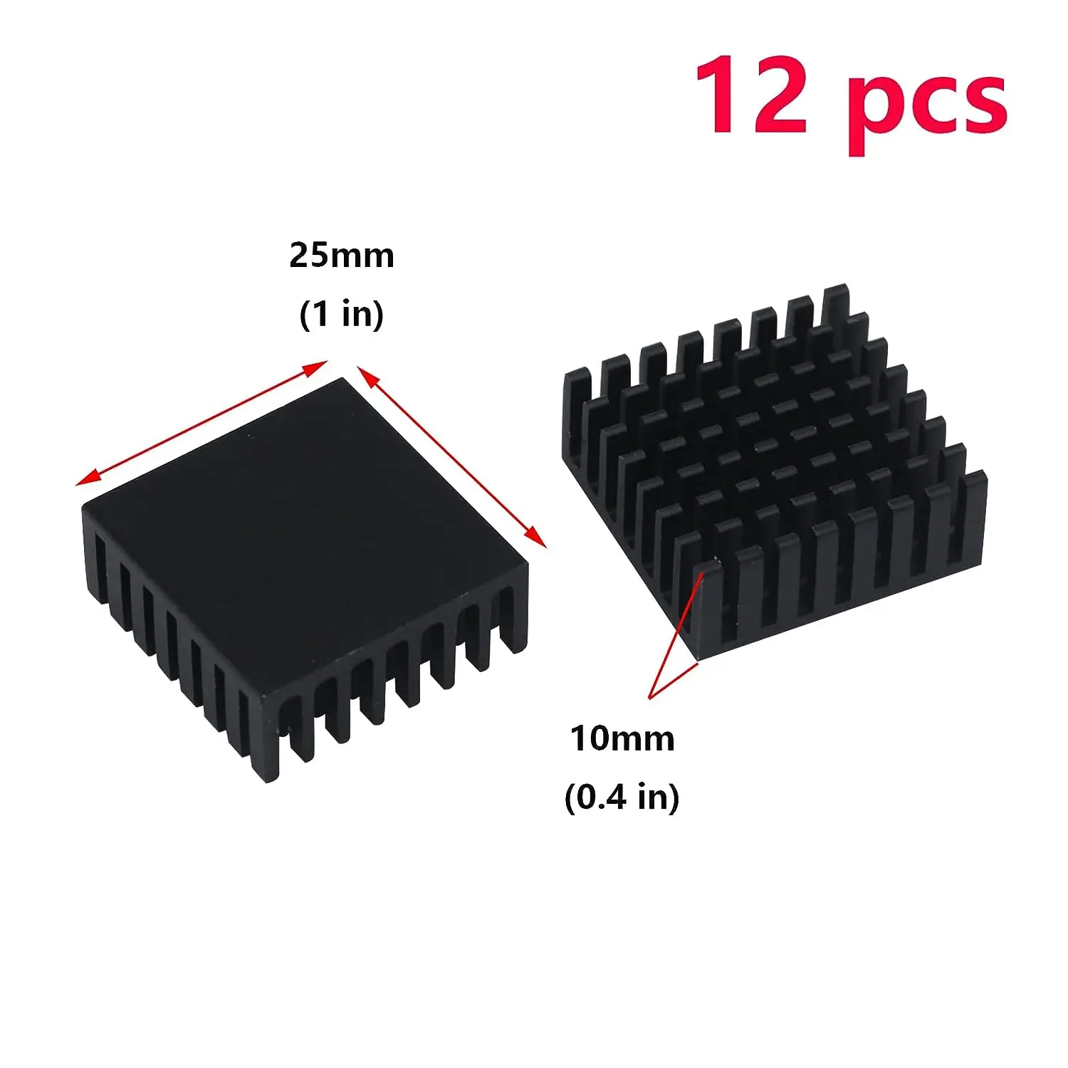 Rog Ally Heatsink,12pcs Black Aluminum Cooler Radiator Heat Sink Heatsink 25 x 25 x 10mm for Rog Ally, Rog Ally Accessories