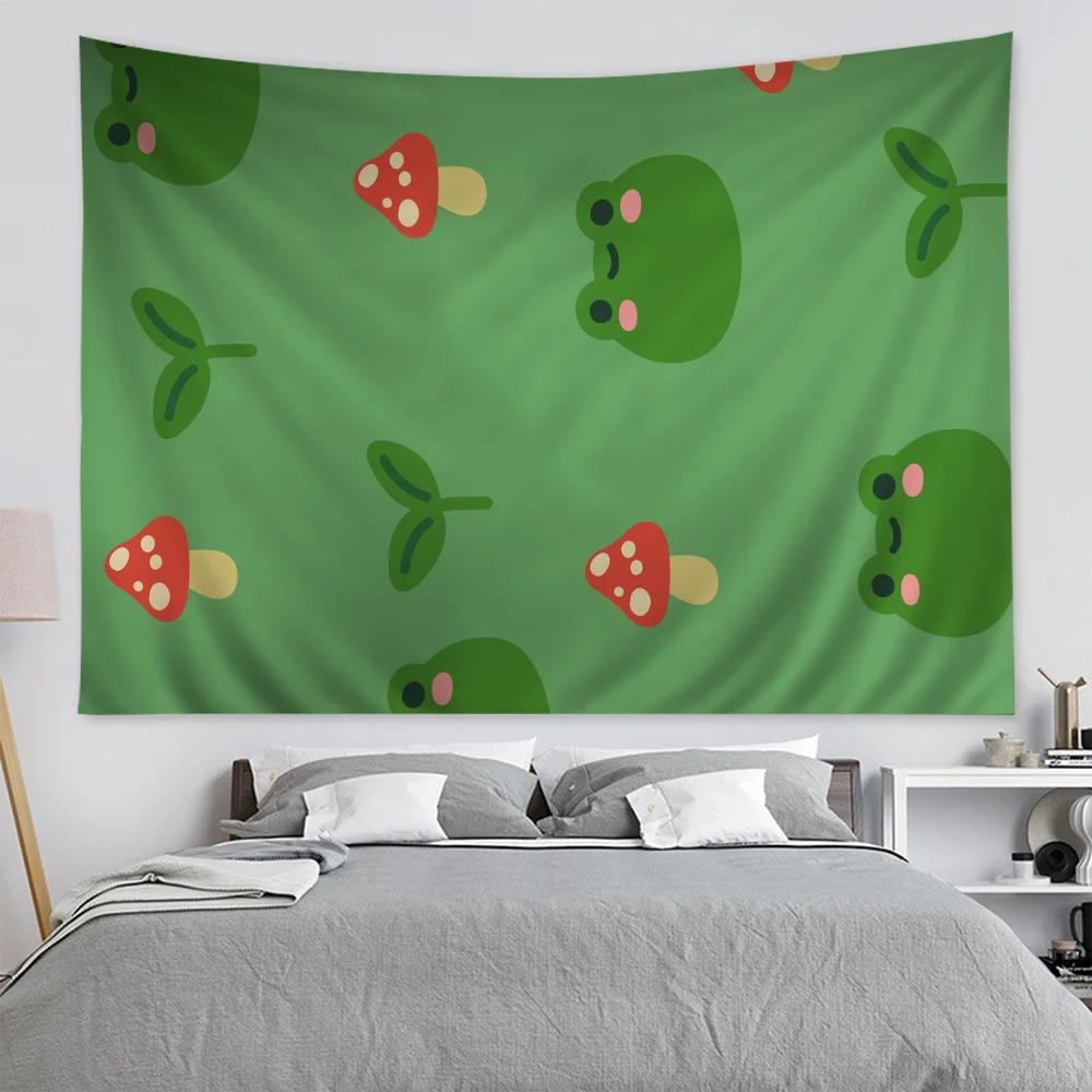 Cute Mushroom Frog Cartoon Tapestry Wall Hanging Decoration Household Home Decor