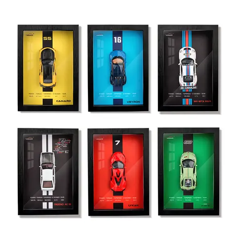 1/32 Photo Frame Version Alloy Metal Sports Car Model Simulation 3D Racing Car Hanging Painting Collection Kids Gifts Decoration