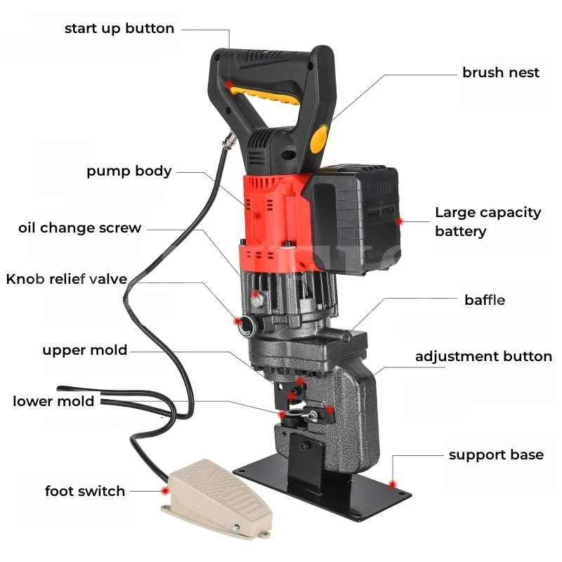 MPL-20C Lithium Electric Hydraulic Punching Machine Angle Iron Angle Steel Puncher Small Channel Steel Stainless Steel Opening