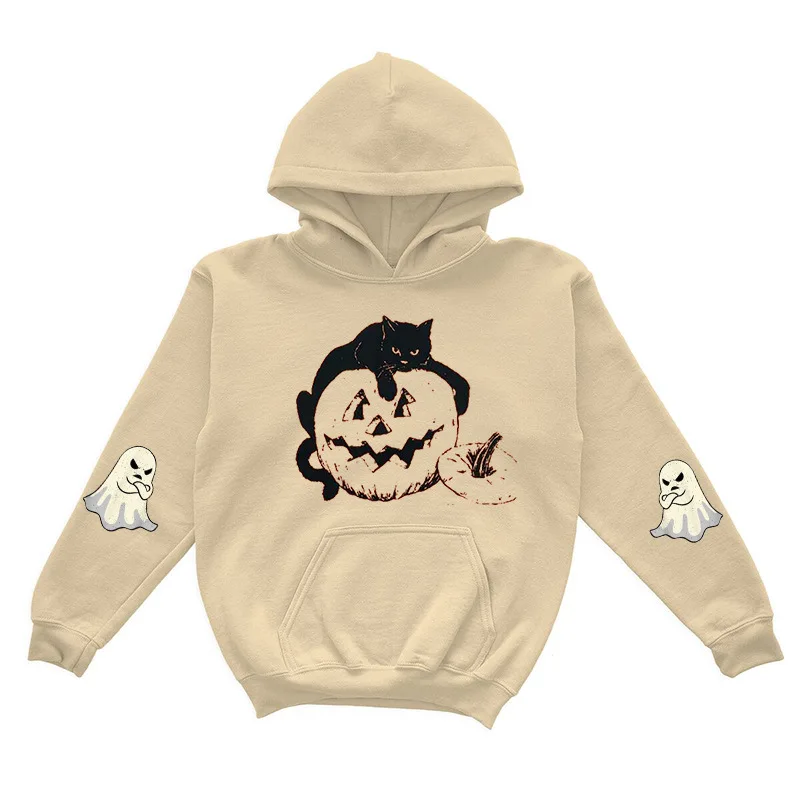 هودي أطفال كاجوال من الصوف للهالوين بتصميم مطبوع للخريف والشتاء، سترة بأكمام طويلة بنمط كرتوني لطيف من البوليستر #2