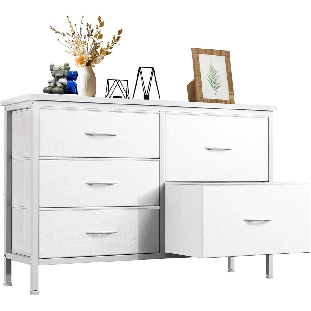 

TV Stand or Bedroom with 5 Storage Ders, abric Chest o Ders with Metal e, Living Room Storage Organizers Units or Books, TV Stan