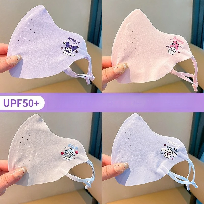 قناع Miniso للأطفال بتصميم جديد للفتيات في الصيف قابل للتنفس للأشعة فوق البنفسجية وقابل للتنفس قناع واقي من الشمس للأطفال