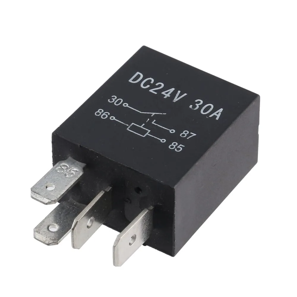 Relé automotivo dc 24v 30a, 4 pinos, forma de contato normalmente aberta para automóvel, motocicleta, dispositivo de controle eletrônico, acessório