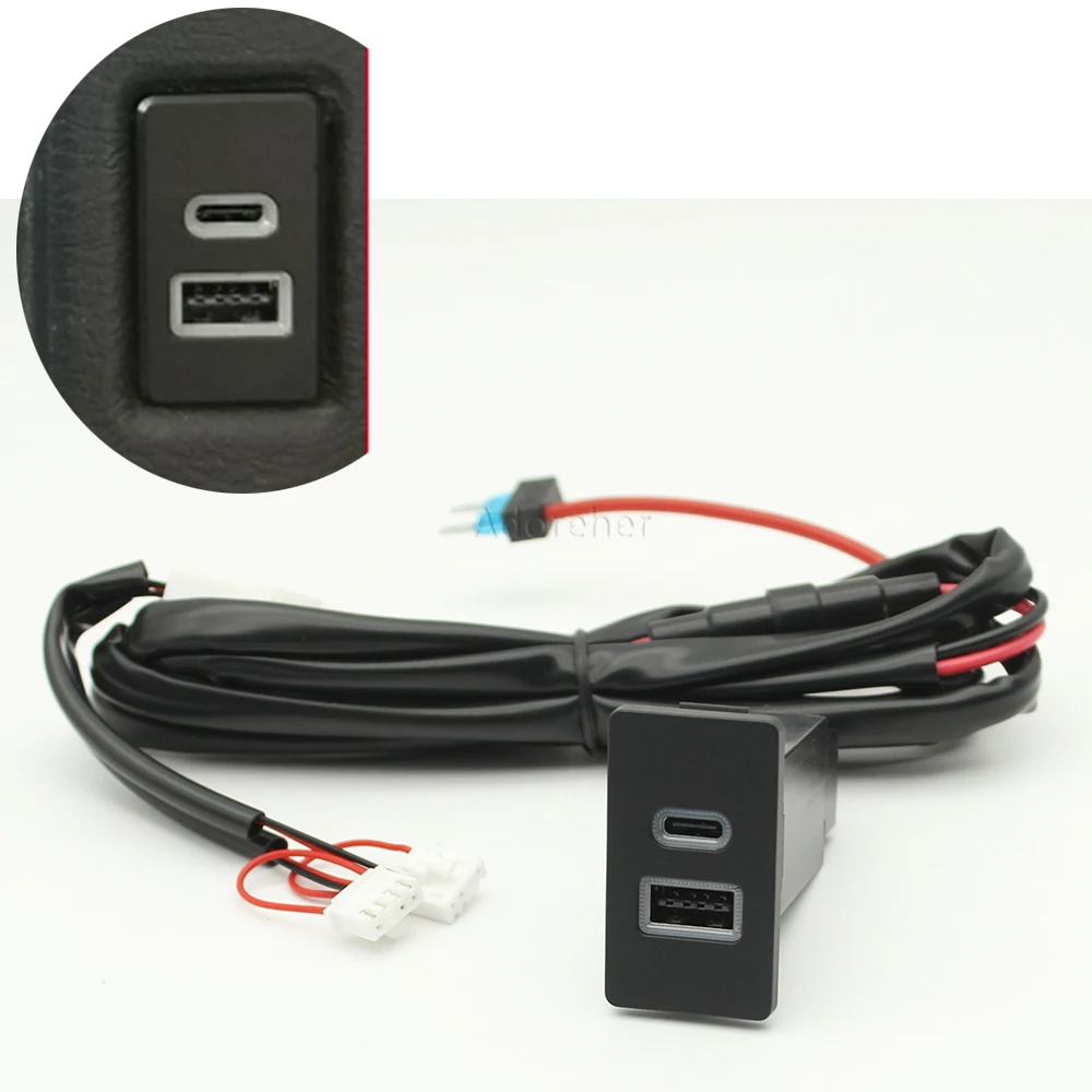 

Быстрая зарядка Dual QC3.0 TYPE-C PD USB-интерфейсная розетка Быстрое автомобильное зарядное устройство для Toyota Corolla Camry LC80 LC95