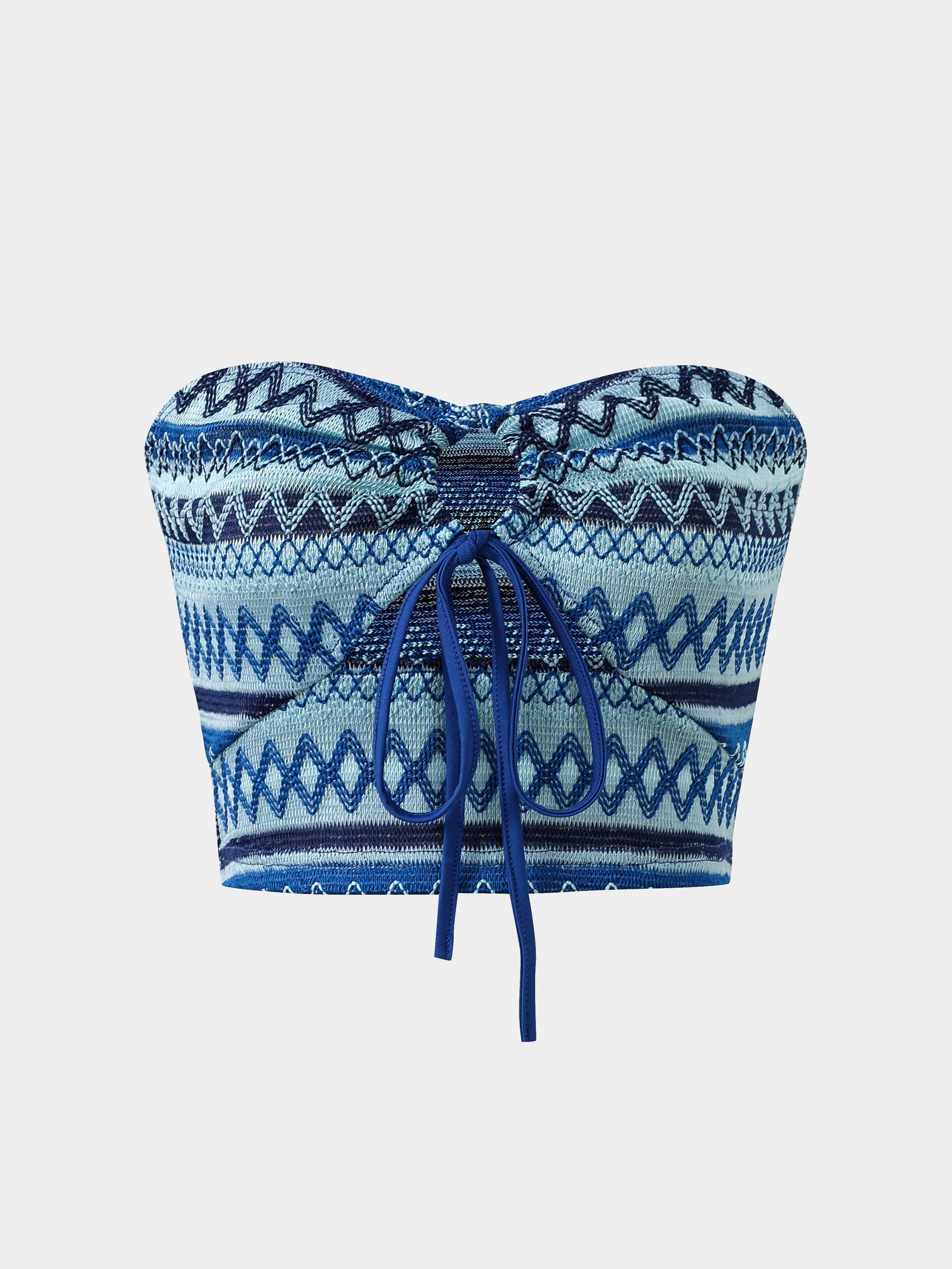 

Летний галстук с полым дизайном и геометрическим узором, модный богемный короткий топ без бретелек с открытыми плечами