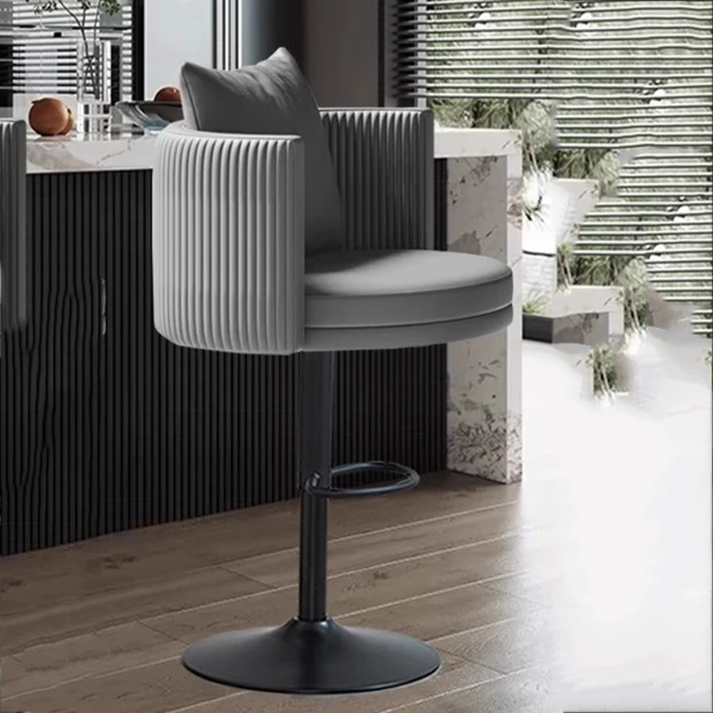 

With Back Cushion Cute Bar Stools Gray Classic Adjustable Swivel Bar Stools Home Modern Unique Sillas Barra High End Furniture