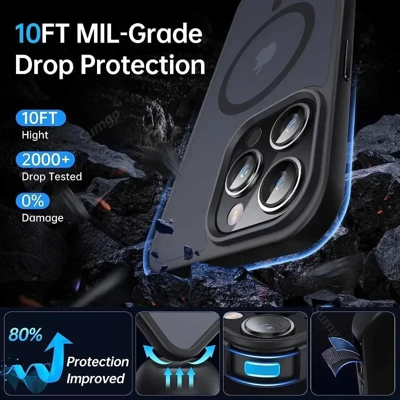 حافظة فاخرة غير لامعة مغناطيسية لهاتف Magsafe شفافة لهاتف آيفون 15 14 13 12 11 Pro Max 14 Plus غطاء مقاوم للصدمات #4