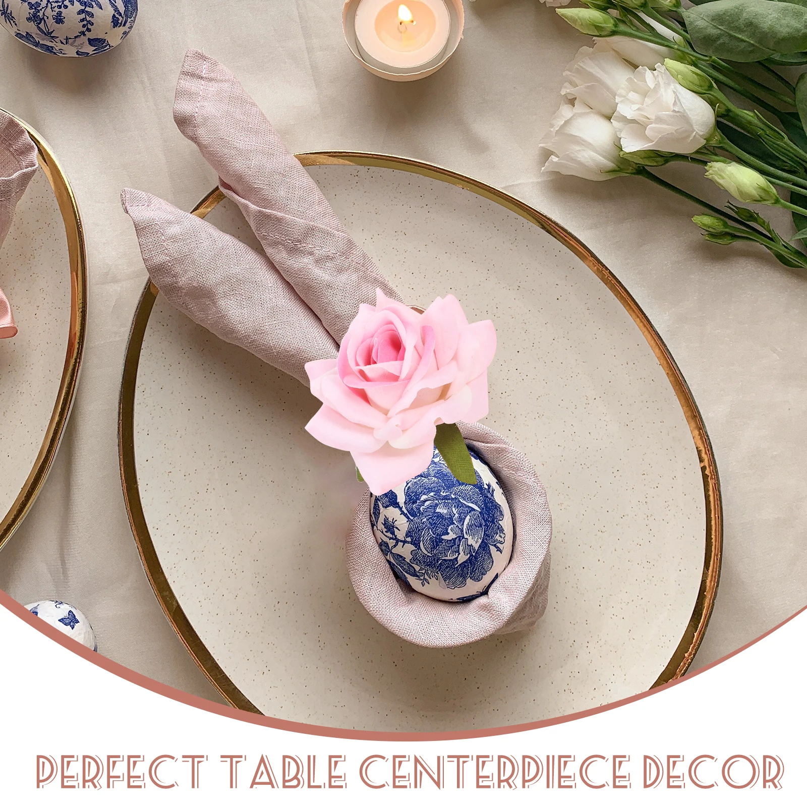 

4 Pcs Pink Rhinestones Napkin Rings Silk Cloth Holders Table Decor Valentine Party Wedding Banquet Floral Dining Accessories