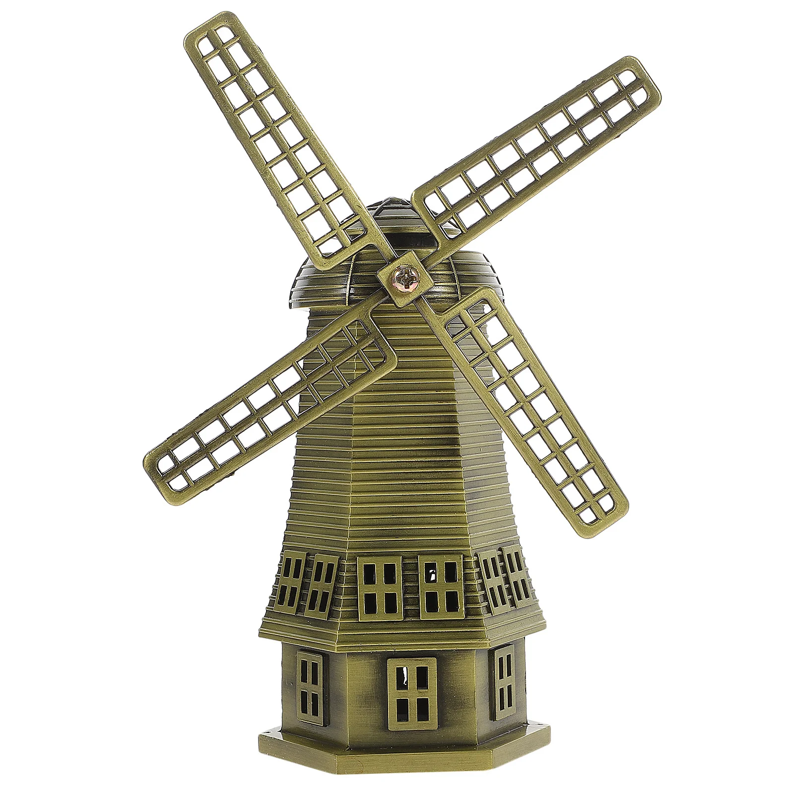 

Alloy Retro Windmill Ornament Metal Tabletop Decor Souvenir 101 Building Home Office Wedding 101