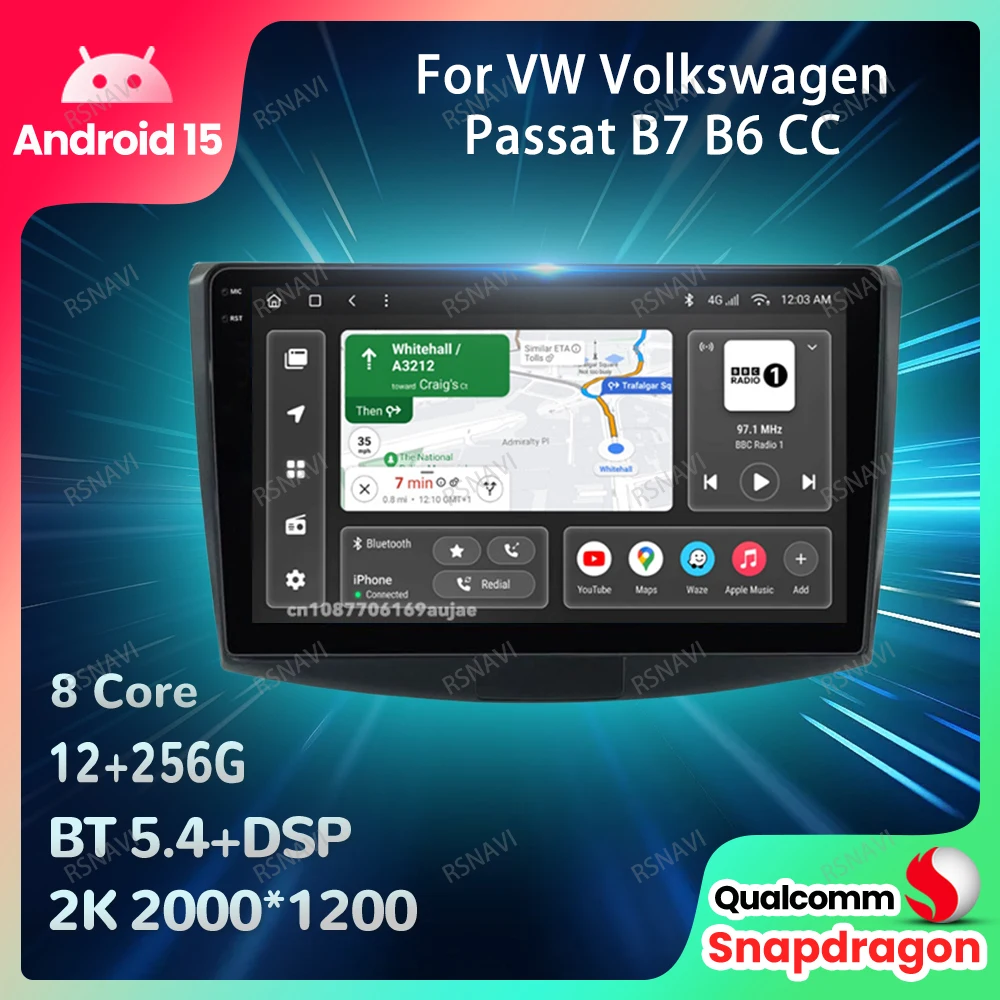 

Автомобильный радиоприемник Android 15 для VW Volkswagen Passat B7 B6 CC 2010-2015 5G WIFI DSP QLED авторадио DVD мультимедийный Viedo плеер стерео