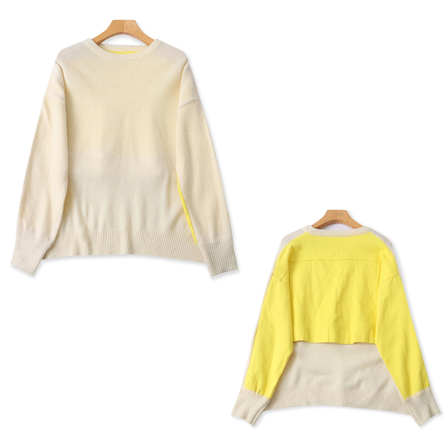 Feminino casual redondo ne camisola de grandes dimensões cor blo design quente malha superior solto ajuste sle uso diário longo sve malhas