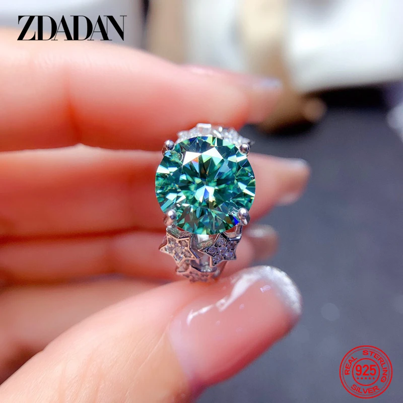 ZDADAN 925 Sterling Silver Gemstone Ring For Women Fashion Wedding Jewelry