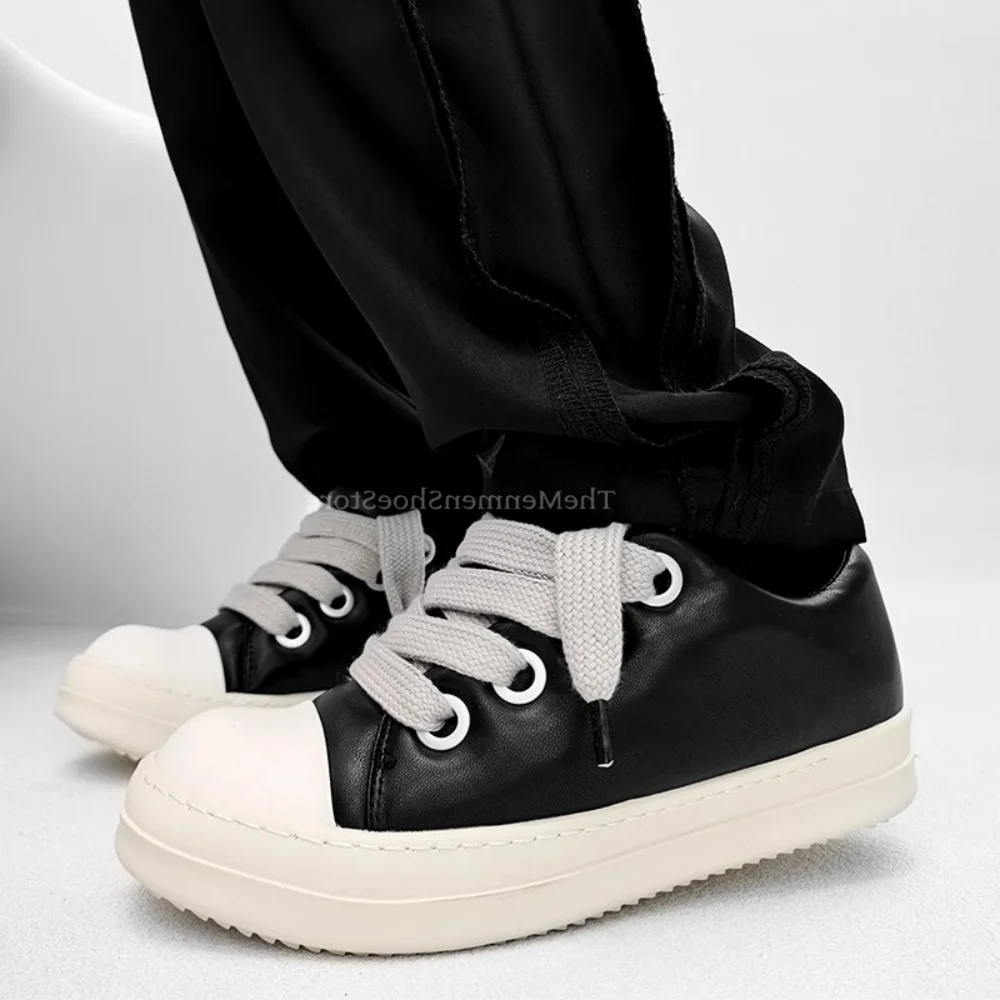 

Trendy Black and White Chunky Shoes for Men Casual Sports Shoes High Street Niche Design Thick Rope Thick Sole Bread Board Shoes