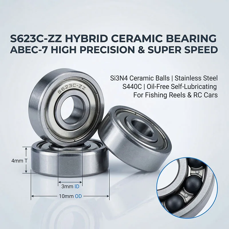 

10 шт. подшипников ABEC7 для рыболовных снастей 3x10x4 S623C SMR103C ZZ, гибридные керамические шарикоподшипники 3*10*4 S623 SMR103 ZZ, подшипники RC L1030ZZ