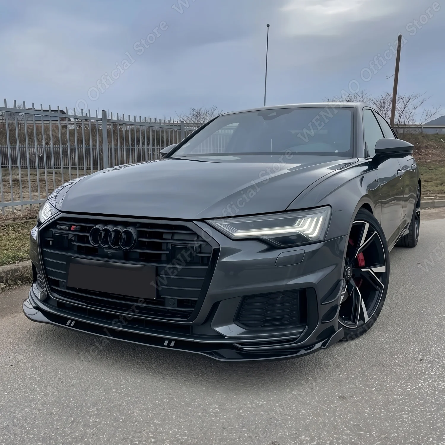 3-teiliger glänzend schwarzer ABS-Frontstoßfänger-Spoiler-Splitter-Diffusor-Schutzleisten-Tuning-Karosserie-Kit für Audi S6 A6 S Line 2019-2024
