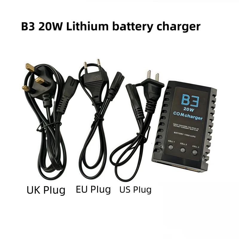 B3 20W Balance Charger for 2-3S LiPo, 7.4V 11.1V Fast RC Battery Charger for Plane Car Boat Model