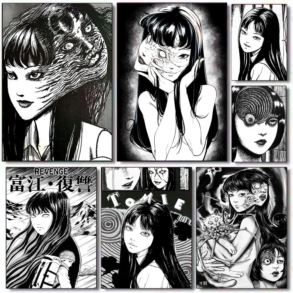 Anime K-Kawakami Tomie Dark Style Poster Art Waterproof HD Wall Sticker Self-Adhesive Art Poster Fade Resistant Home Room Decor