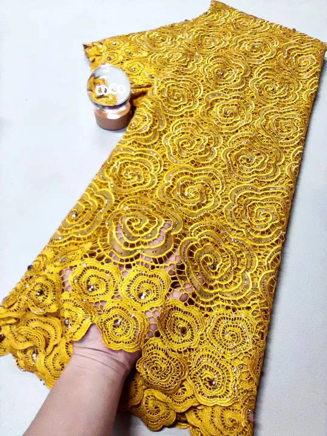 

High Quality African Lace Fabric,Cotton,Fabrics,By The Meter,Sewing,Embroidery,Rhinestone,Cloth,Wedding Dresses,Tulle,5 Yards