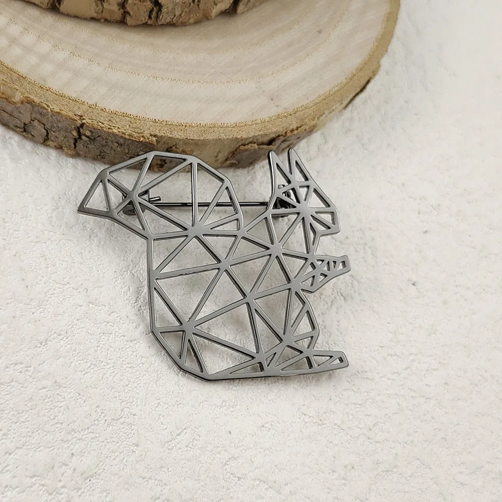 بروش على شكل سنجاب مجوف من الفولاذ المقاوم للصدأ مطلي بالذهب عيار 18 قيراط، إكسسوارات بدلة سوداء، مجموعة مطابقة لحفلات الزفاف #6