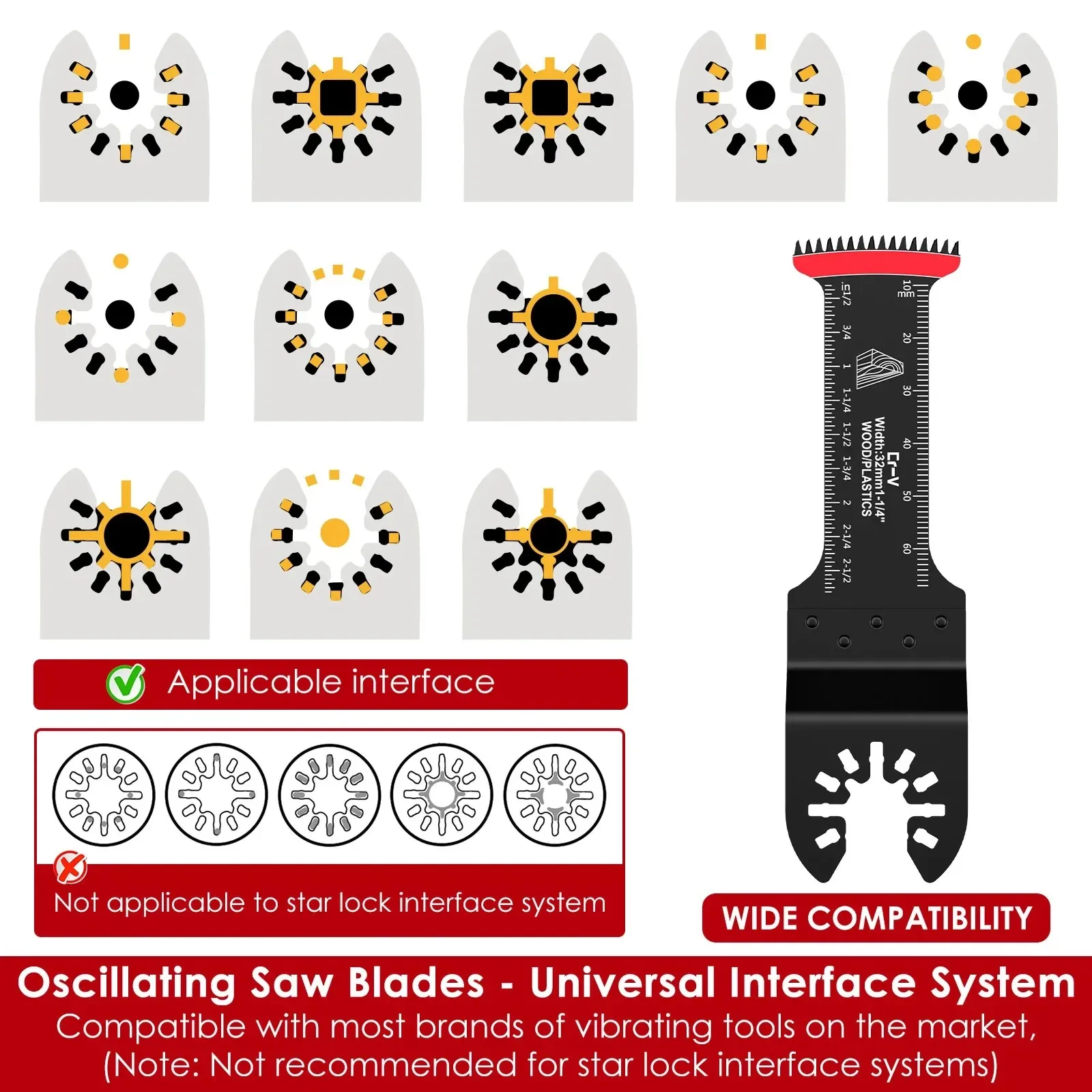 5Pcs Mixed Universal Oscillating Saw Blades Set, Multi Tool Swing Saw Blades Accessories Suitable for Makita Dewalt Milwaukee